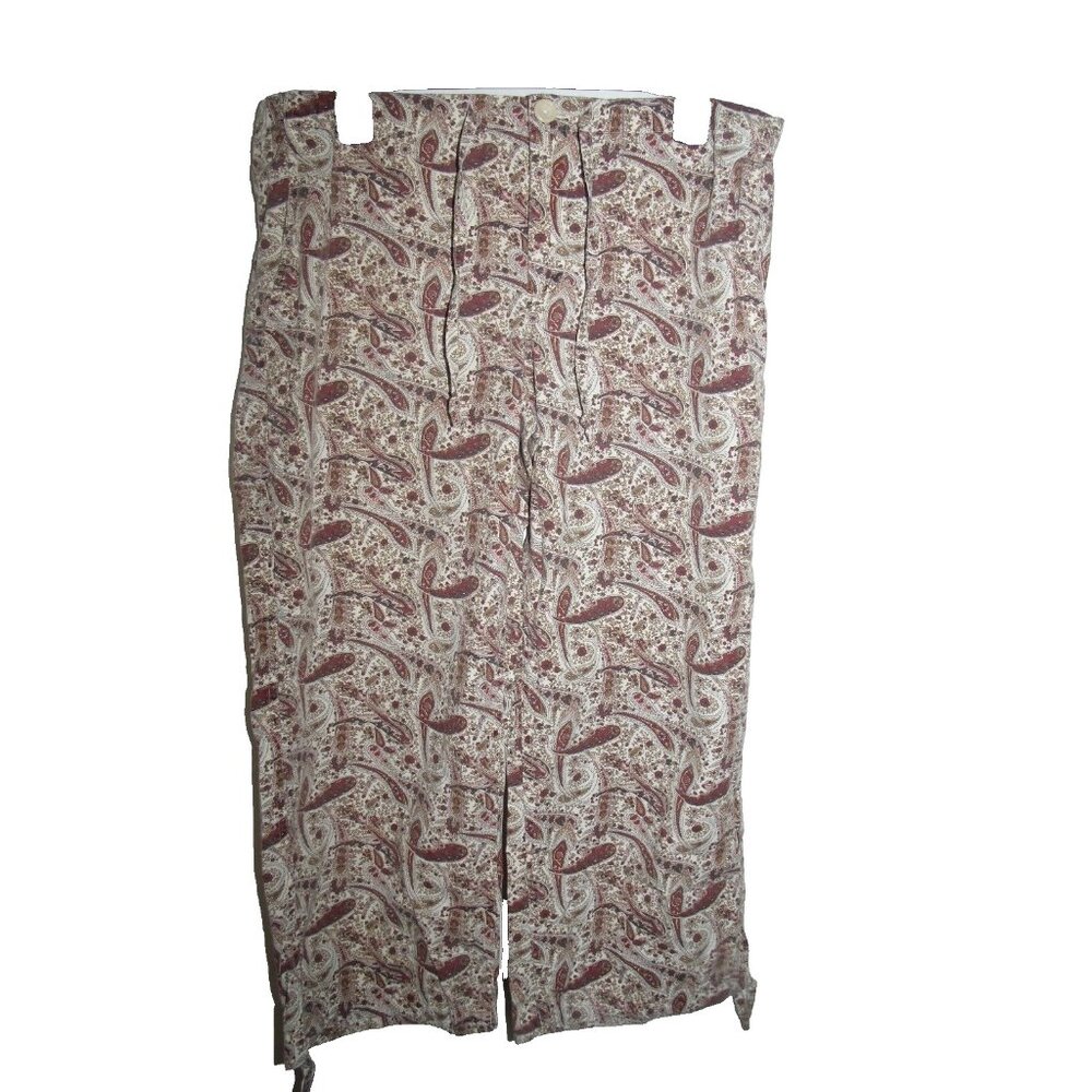 Banana Republic Factory White Brown Pink Paisley Capri Drawstring Waist Pants 12